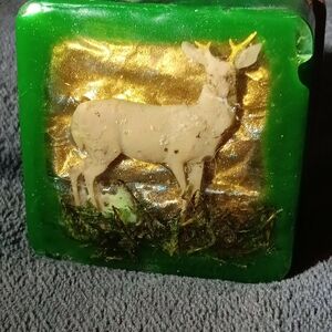 Green and Gold Deer Decorative Block